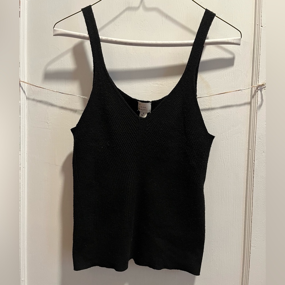 A New Day Black Knit Tank Top, Sized Medium